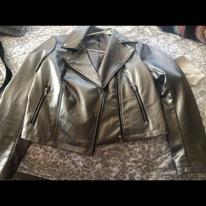 Forever 21 silver leather jacket